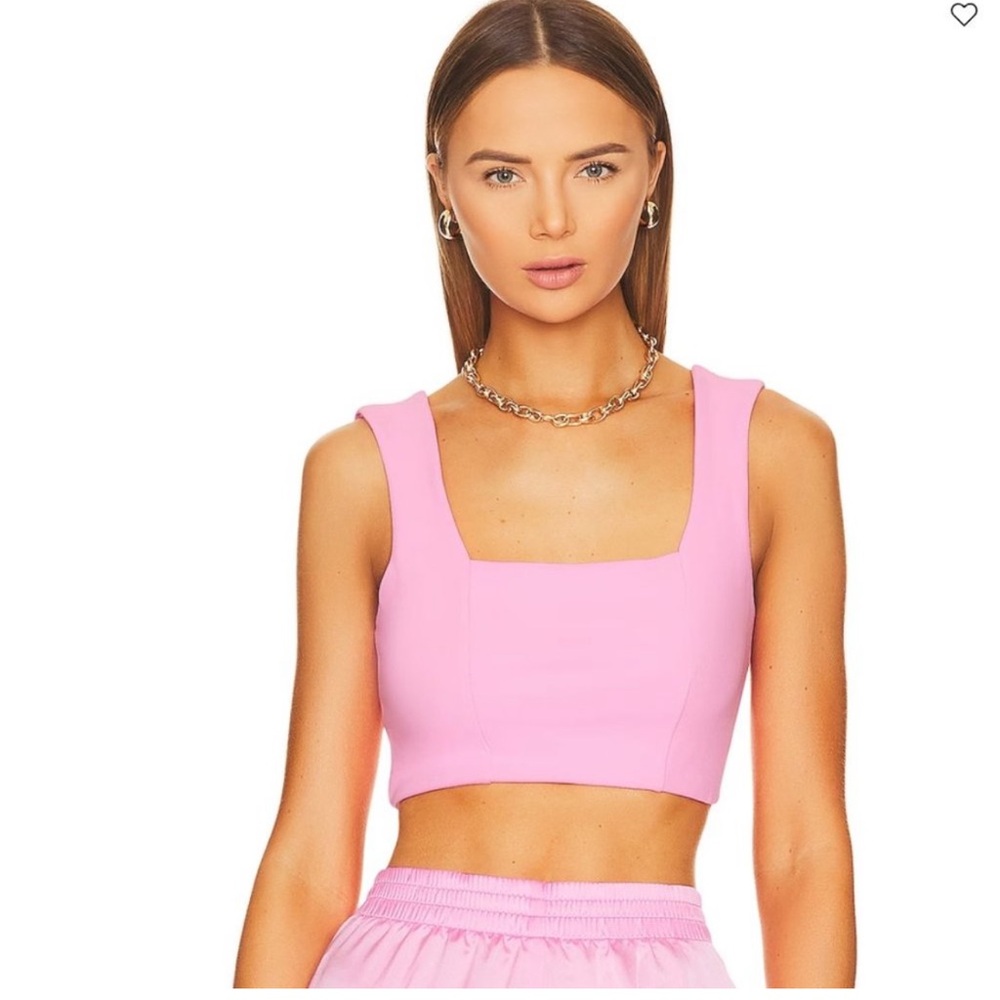 Show Me Your Mumu Ansley Crop Top in Pink Stretch
